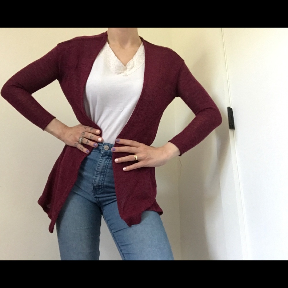 H&M Dark Maroon Loose-fit Cardigan - Picture 2 of 9